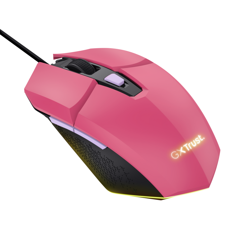 Trust GXT 109 Felox Rato Gaming RGB Com Fios USB Ambidestro 6400 DPI Ótico 6 Botões Rosa - 25068 - 8713439250688