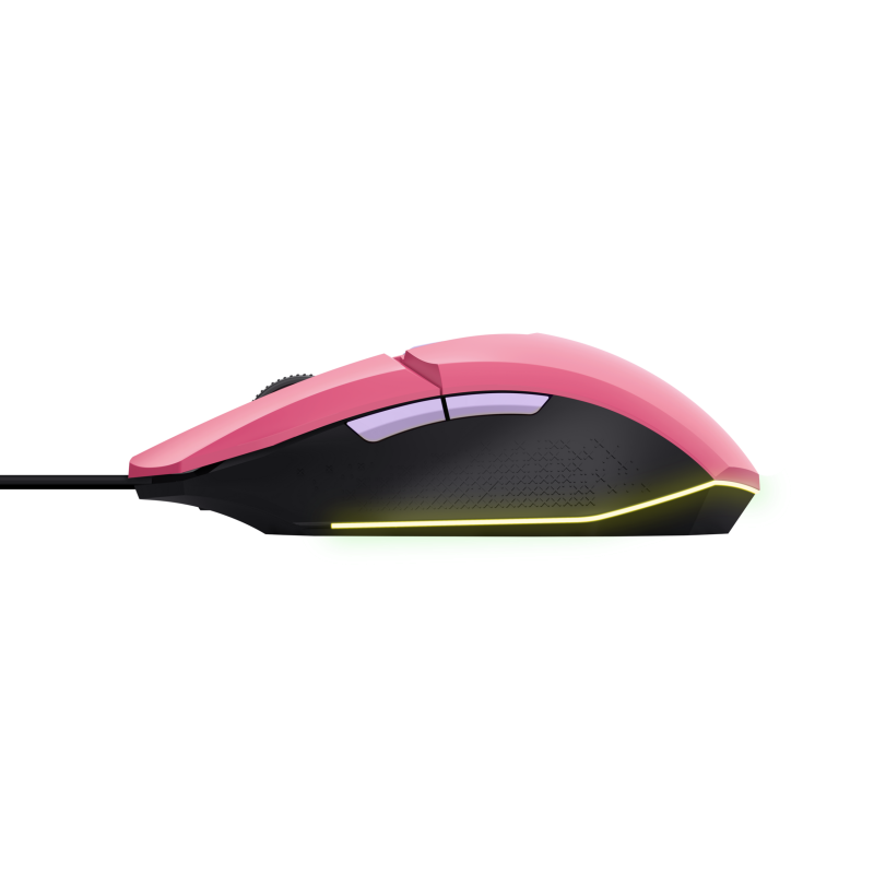 Trust GXT 109 Felox Rato Gaming RGB Com Fios USB Ambidestro 6400 DPI Ótico 6 Botões Rosa - 25068 - 8713439250688