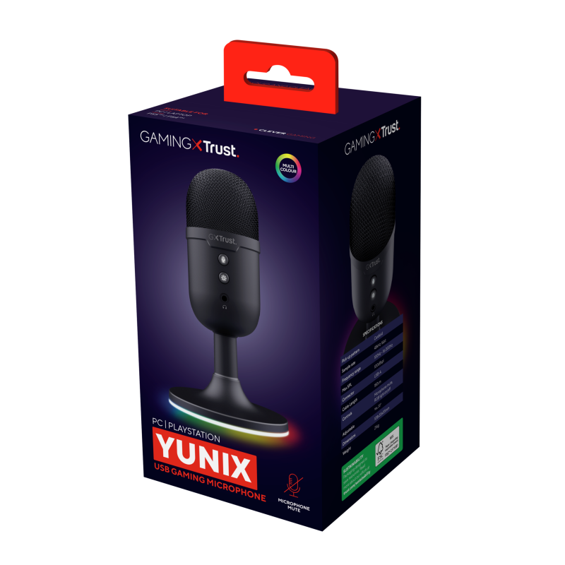 Trust GXT 234 Yunix Microfone de Mesa Com Fios USB/3.5 mm Preto - 25372 - 8713439253726