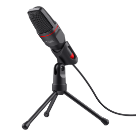 Trust GXT 212 Microfone para PC Com Fios USB/3.5 mm Preto, Vermelho - 23791 - 8713439237917