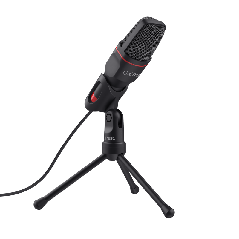 Trust GXT 212 Microfone para PC Com Fios USB/3.5 mm Preto, Vermelho - 23791 - 8713439237917