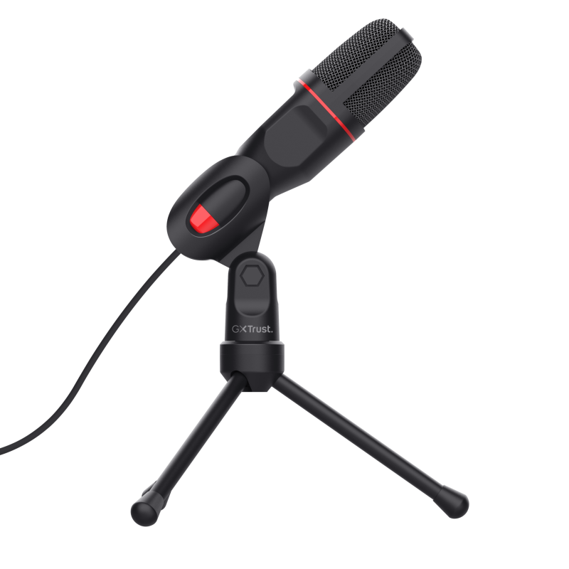 Trust GXT 212 Microfone para PC Com Fios USB/3.5 mm Preto, Vermelho - 23791 - 8713439237917
