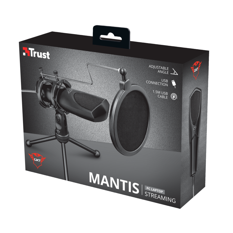 Trust GXT 232 Mantis Microfone para PC Com Fios USB Preto - 22656 - 8713439226560
