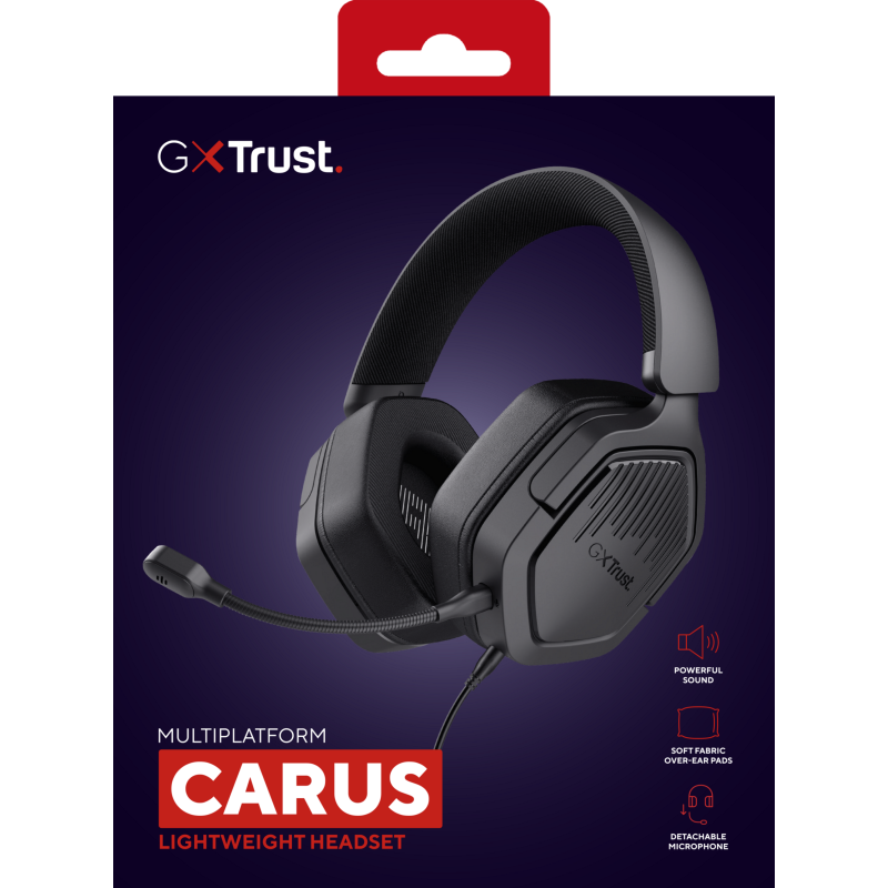 Trust GXT 492 Carus Headset Gaming Auscultadores com Microfone Com Fios Jack 3.5mm Preto - 25447 - 8713439254471
