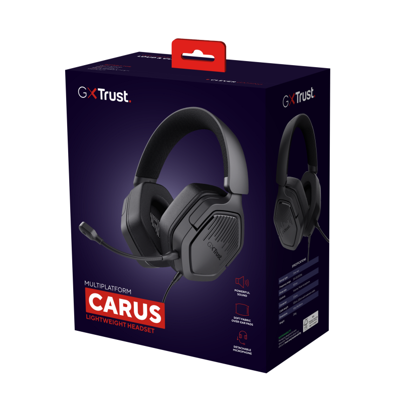 Trust GXT 492 Carus Headset Gaming Auscultadores com Microfone Com Fios Jack 3.5mm Preto - 25447 - 8713439254471