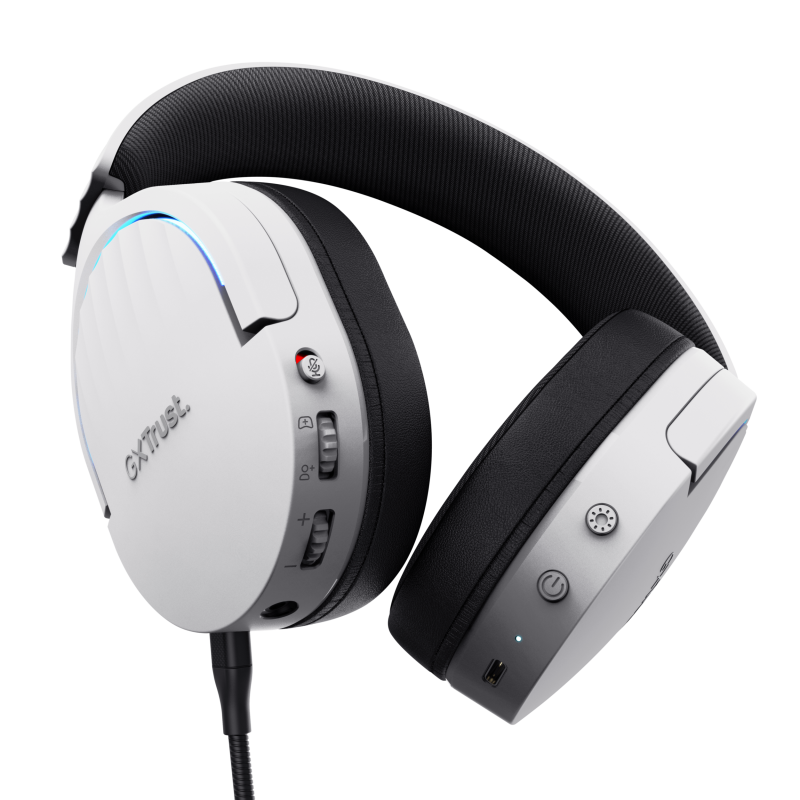 Trust GXT 491W Fayzo Headset Gaming Auscultadores com Microfone Com Fios Jack 3.5mm e Sem Fios Bluetooth Preto, Branco - 25304 - 8713439253047