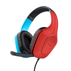 Trust GXT 416S Zirox Headset Gaming Auscultadores com Microfone Com Fios Jack 3.5mm Preto, Ciano, Vermelho - 25423 - 8713439254235