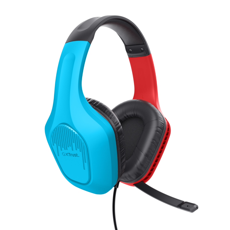 Trust GXT 416S Zirox Headset Gaming Auscultadores com Microfone Com Fios Jack 3.5mm Preto, Ciano, Vermelho - 25423 - 8713439254235