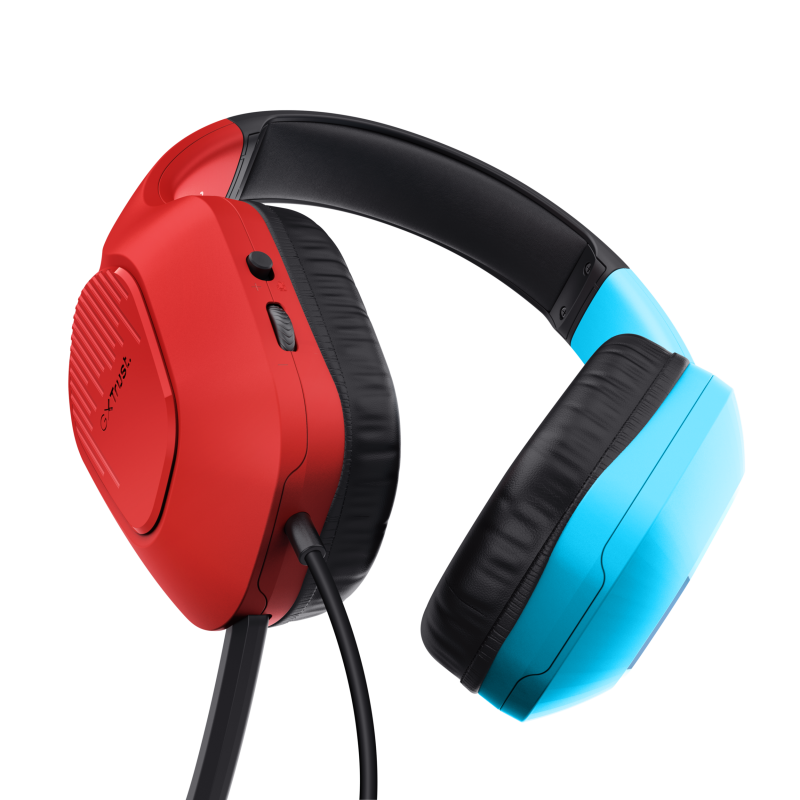 Trust GXT 416S Zirox Headset Gaming Auscultadores com Microfone Com Fios Jack 3.5mm Preto, Ciano, Vermelho - 25423 - 8713439254235