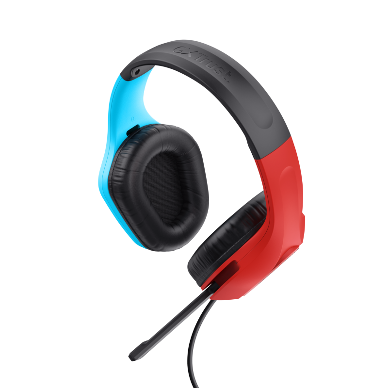 Trust GXT 416S Zirox Headset Gaming Auscultadores com Microfone Com Fios Jack 3.5mm Preto, Ciano, Vermelho - 25423 - 8713439254235