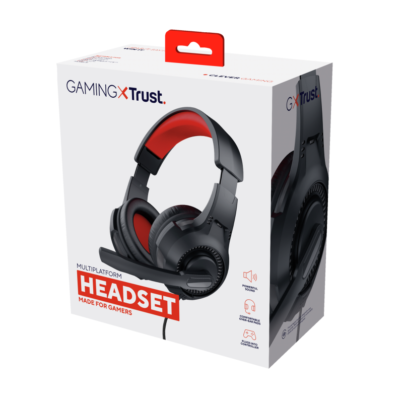 Trust Headset Gaming Auscultadores com Microfone Com Fios Jack 3.5mm Preto, Vermelho - 24785 - 8713439247855