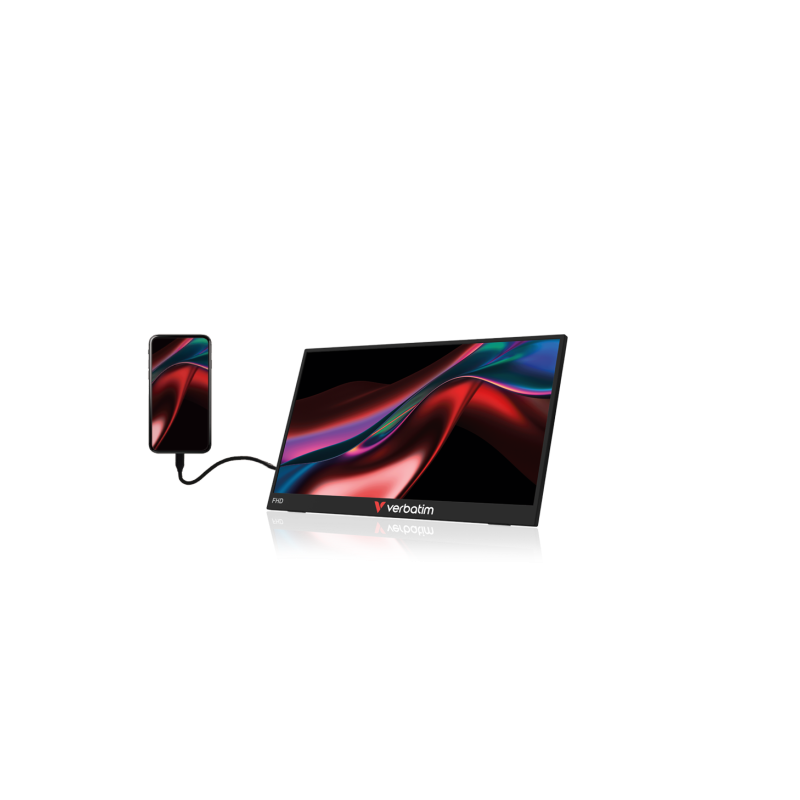 Verbatim 32402 LCD Monitor Portátil Touch Screen Plano, 39,6 cm (15,6"), 1920 x 1080 pixels Full HD, 60Hz, USB-C, Mini HDMI, Altifalantes Integrados, Tátil, Preto - 0023942324027