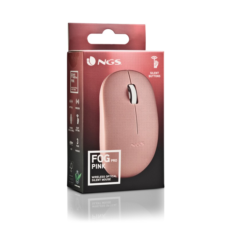 NGS FOG PRO Rato Sem Fios RF Wireless Ambidestro 1000 DPI Ótico 2 Botões Rosa - FOGPROPINK - 8435430624915