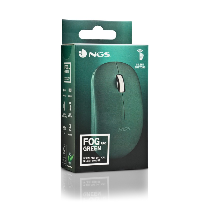 NGS FOG PRO Rato Sem Fios RF Wireless Ambidestro 1000 DPI Ótico 2 Botões Verde - FOGPROGREEN - 8435430624939