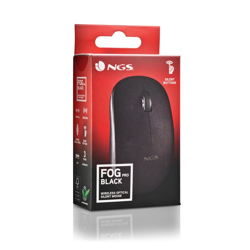 NGS FOG PRO Rato Sem Fios RF Wireless Ambidestro 1000 DPI Ótico 2 Botões Preto - FOGPROBLACK - 8435430624878