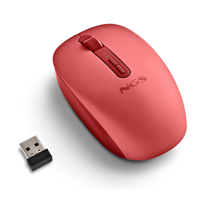 NGS FOG DUAL Rato Sem Fios RF/Bluetooth Universal Ambidestro 1600 DPI Ótico 5 Botões Vermelho - FOGDUALRED - 8435430628555