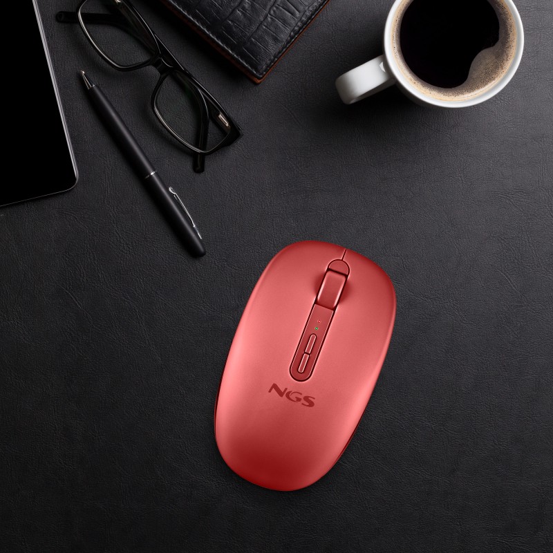 NGS FOG DUAL Rato Sem Fios RF/Bluetooth Universal Ambidestro 1600 DPI Ótico 5 Botões Vermelho - FOGDUALRED - 8435430628555