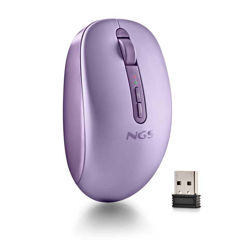 NGS FOG DUAL Rato Sem Fios RF/Bluetooth Universal Ambidestro 1600 DPI Ótico 5 Botões Roxo - FOGDUALPURPLE - 8435430629071