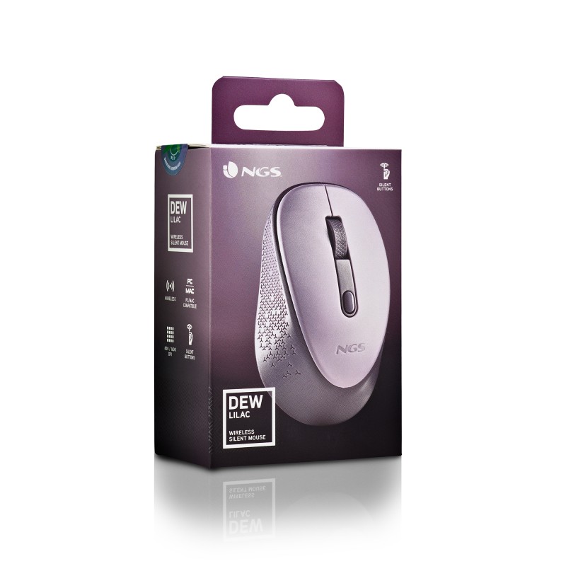 NGS DEW Rato Sem Fios RF Wireless Ambidestro 1600 DPI Ótico 2 Botões Lilás - DEWLILAC - 8435430623963
