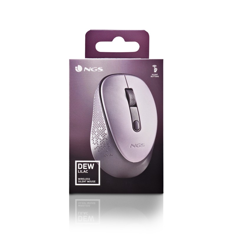 NGS DEW Rato Sem Fios RF Wireless Ambidestro 1600 DPI Ótico 2 Botões Lilás - DEWLILAC - 8435430623963