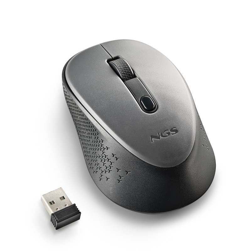 NGS DEW Rato Sem Fios RF Wireless Ambidestro 1600 DPI Ótico 2 Botões Cinzento - DEWGRAY - 8435430623925