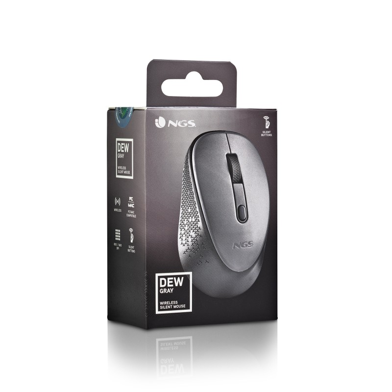 NGS DEW Rato Sem Fios RF Wireless Ambidestro 1600 DPI Ótico 2 Botões Cinzento - DEWGRAY - 8435430623925
