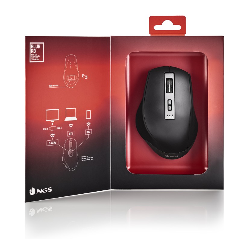 NGS BLUR RB Rato Gaming Sem Fios RF/Bluetooth 3200 DPI Ótico 6 Botões Preto - 8435430619249