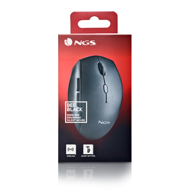 NGS BEE Rato Sem Fios RF Wireless Vertical 1600 DPI Ótico 5 Botões Preto - BEEBLACK - 8435430623284
