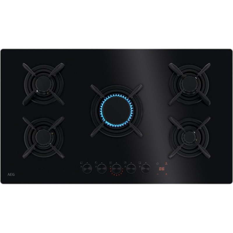 AEG HKB95453NB Placa de Gás, 5 Queimadores, 90 cm, Preto - 7332543816866