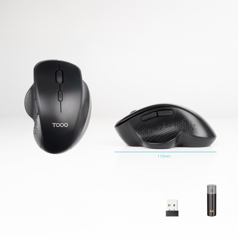 TooQ TQMWG-1105-B Rato Sem Fios RF Wireless Universal 1600 DPI Ótico 6 Botões Preto - 8433281017542