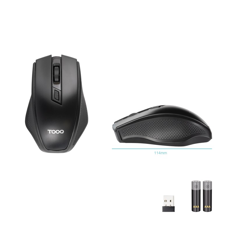 TooQ TQMW-1102-B Rato Sem Fios RF Wireless Universal 1600 DPI Ótico 4 Botões Preto - 8433281017511