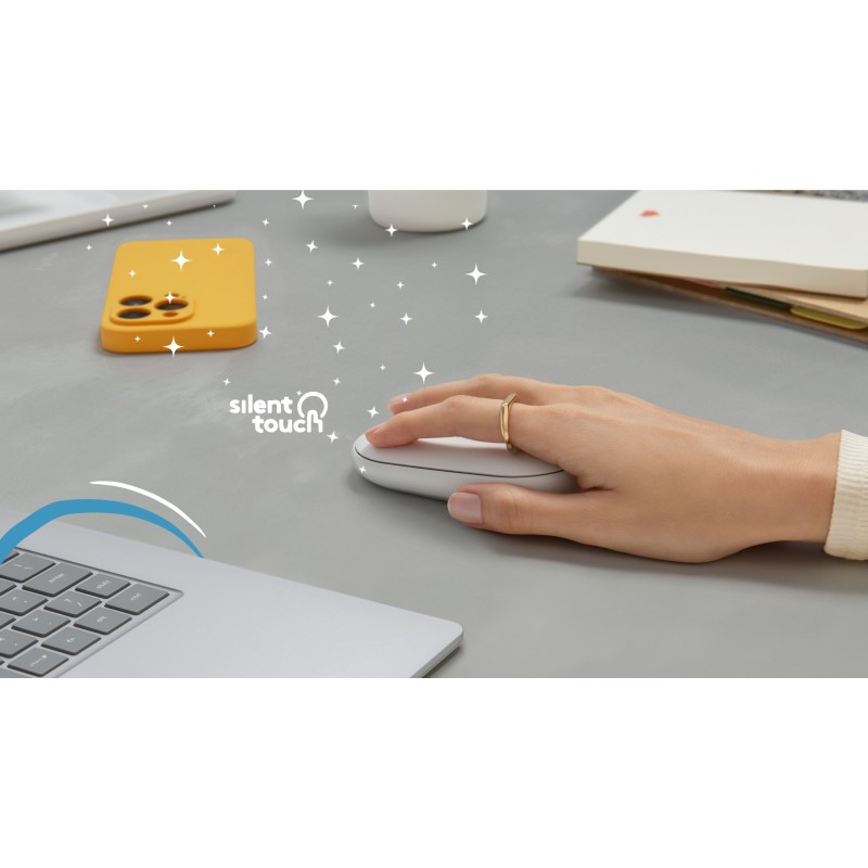 Logitech Pebble 2 M350S Rato Sem Fios RF/Bluetooth Ambidestro 4000 DPI Ótico 3 Botões Branco - 910-007013 - 5099206110441