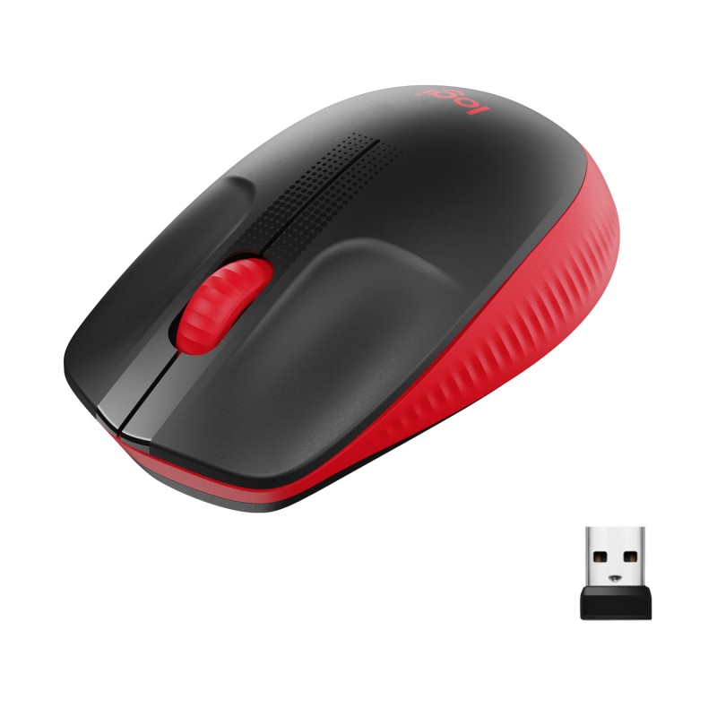 Logitech M190 Rato Sem Fios RF Wireless Ambidestro 1000 DPI Ótico 3 Botões Preto, Vermelho - 910-005908 - 5099206091856