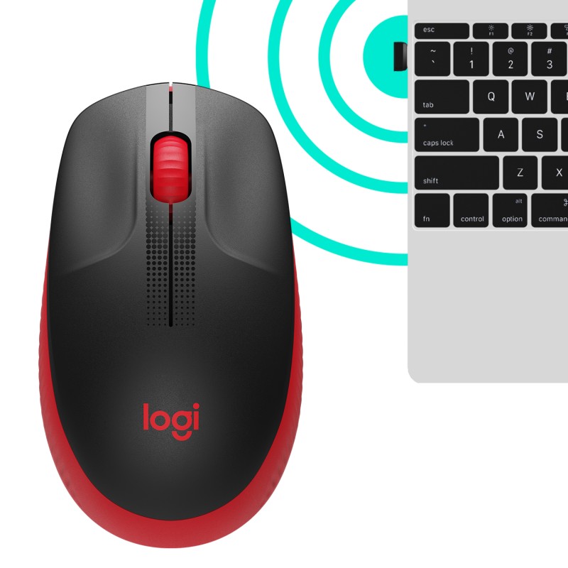 Logitech M190 Rato Sem Fios RF Wireless Ambidestro 1000 DPI Ótico 3 Botões Preto, Vermelho - 910-005908 - 5099206091856