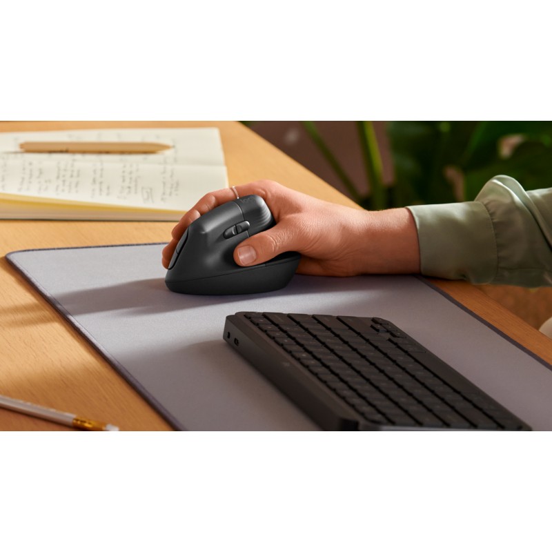 Logitech Lift Rato Sem Fios RF/Bluetooth Vertical 4000 DPI Ótico 4 Botões Grafite - 910-006473 - 5099206099784