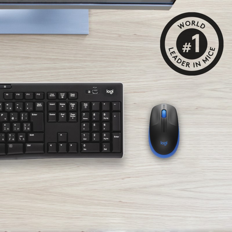 Logitech M190 Rato Sem Fios RF Wireless Ambidestro 1000 DPI Ótico 3 Botões Azul - 910-005907 - 5099206091849