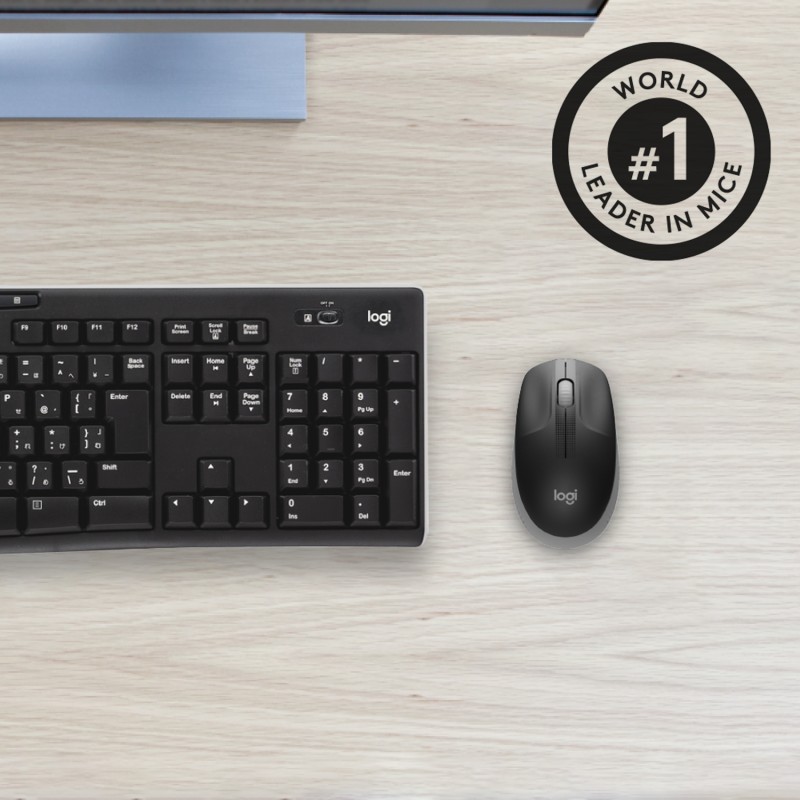 Logitech M190 Rato Sem Fios RF Wireless Ambidestro 1000 DPI Ótico 3 Botões Cinzento - 910-005906 - 5099206091832