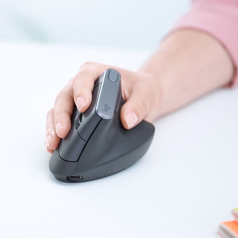 Logitech MX Vertical Rato Sem Fios RF/Bluetooth Vertical 4000 DPI Ótico 4 Botões Grafite - 910-005448 - 5099206081901