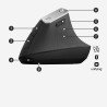 Logitech MX Vertical Rato Sem Fios RF/Bluetooth Vertical 4000 DPI Ótico 4 Botões Grafite - 910-005448 - 5099206081901