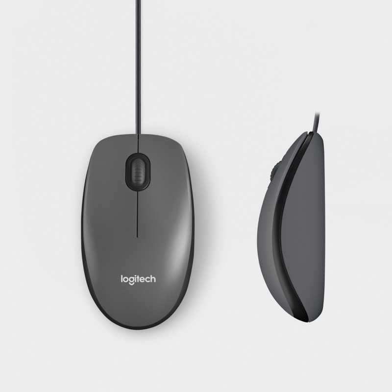 Logitech M100 Rato Com Fios USB Ambidestro 1000 DPI Ótico 3 Botões Preto, Cinzento - 910-006652 - 5099206104242