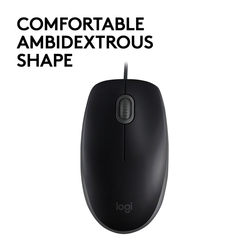 Logitech M110 Silent Rato Ambidestro Com Fios USB 1000 DPI Ótico 3 Botões Preto, Cinzento - 910-005508 - 5099206080539