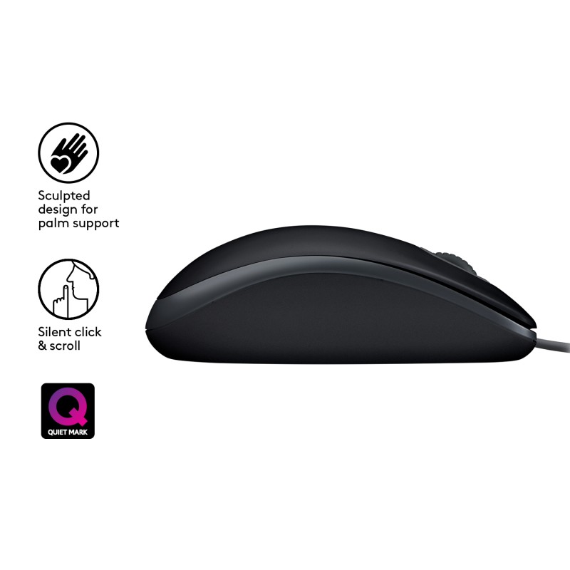 Logitech M110 Silent Rato Ambidestro Com Fios USB 1000 DPI Ótico 3 Botões Preto, Cinzento - 910-005508 - 5099206080539