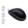 Logitech M110 Silent Rato Ambidestro Com Fios USB 1000 DPI Ótico 3 Botões Preto, Cinzento - 910-005508 - 5099206080539