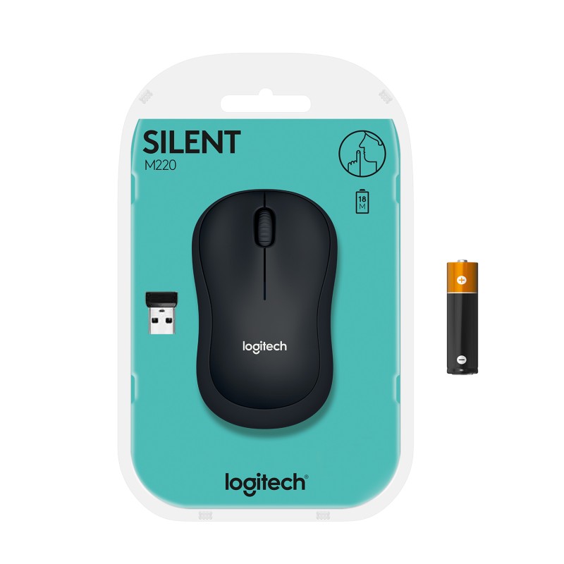 Logitech M220 Silent Rato Sem Fios RF Wireless Ambidestro 1000 DPI Ótico 3 Botões Carvão - 910-004878 - 5099206066199