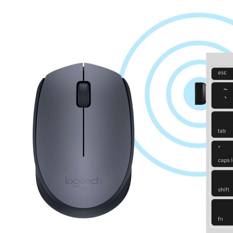 Logitech M170 Rato Sem Fios RF Wireless Ambidestro 1000 DPI Ótico 2 Botões Cinzento - 910-004642 - 5099206062887