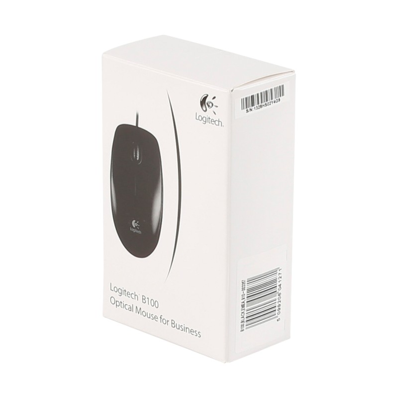 Logitech B100 Rato Com Fios USB Ambidestro 800 DPI Ótico 3 Botões Preto - 910-003357 - 5099206041271