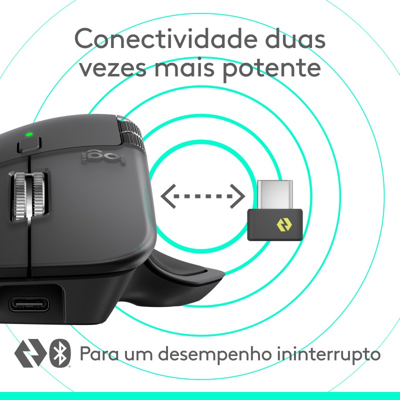 Logitech MX Master 4 Rato Ergonómico Sem Fios RF/Bluetooth 8000 DPI Laser 8 Botões Grafite - 910-007562 - 5099206133082