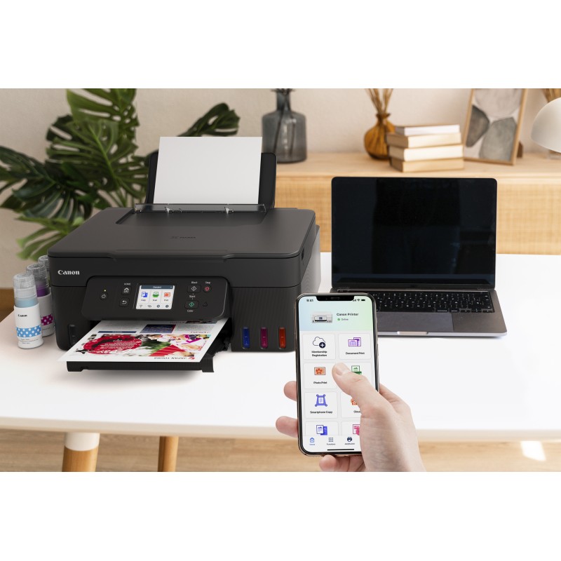 Canon PIXMA G3590 Impressora Multifunções Fotográfica Jato de Tinta Cores MegaTank Recarregável A4 4800 x 1200 DPI Duplex Wi-Fi/USB/Bluetooth Preto - 6706C006 - 4549292235098