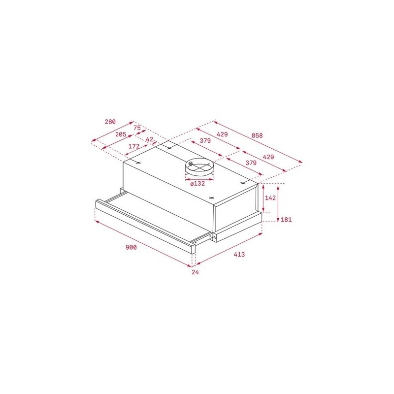 Teka TL 9310 INOX Exaustor de Encastre, 332 m3/h, 90 cm, Inox - 8421152146002