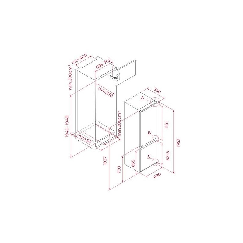 TEKA RBF 78785 FI Maestro Frigorífico Combinado Encastre, 403 L, Inverter, Branco - 113560033 - 8434778033588